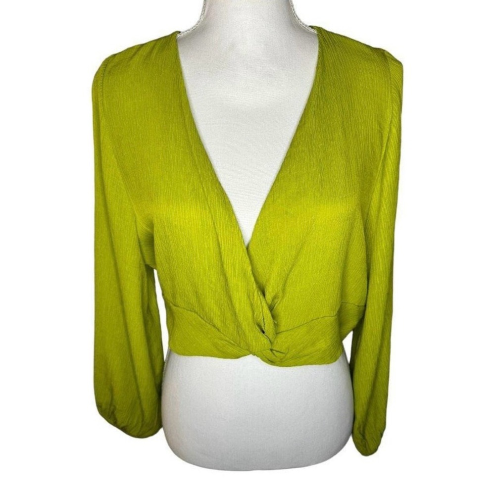 Zara crop Top Twist Front Green